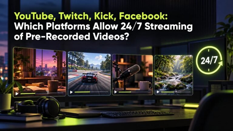 Which Platforms Allow 24/7 Live Streaming of Pre-Recorded Videos? YouTube Twitch Kick and Facebook Rules (2026)